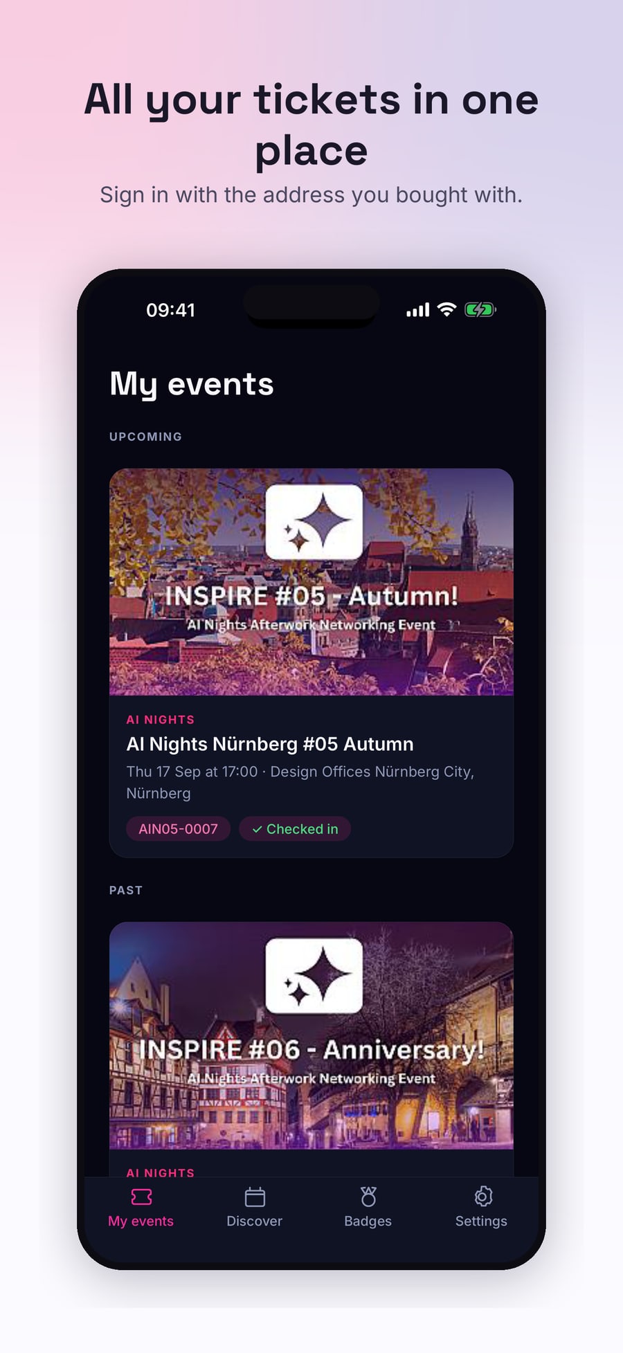 My events: all tickets in one place