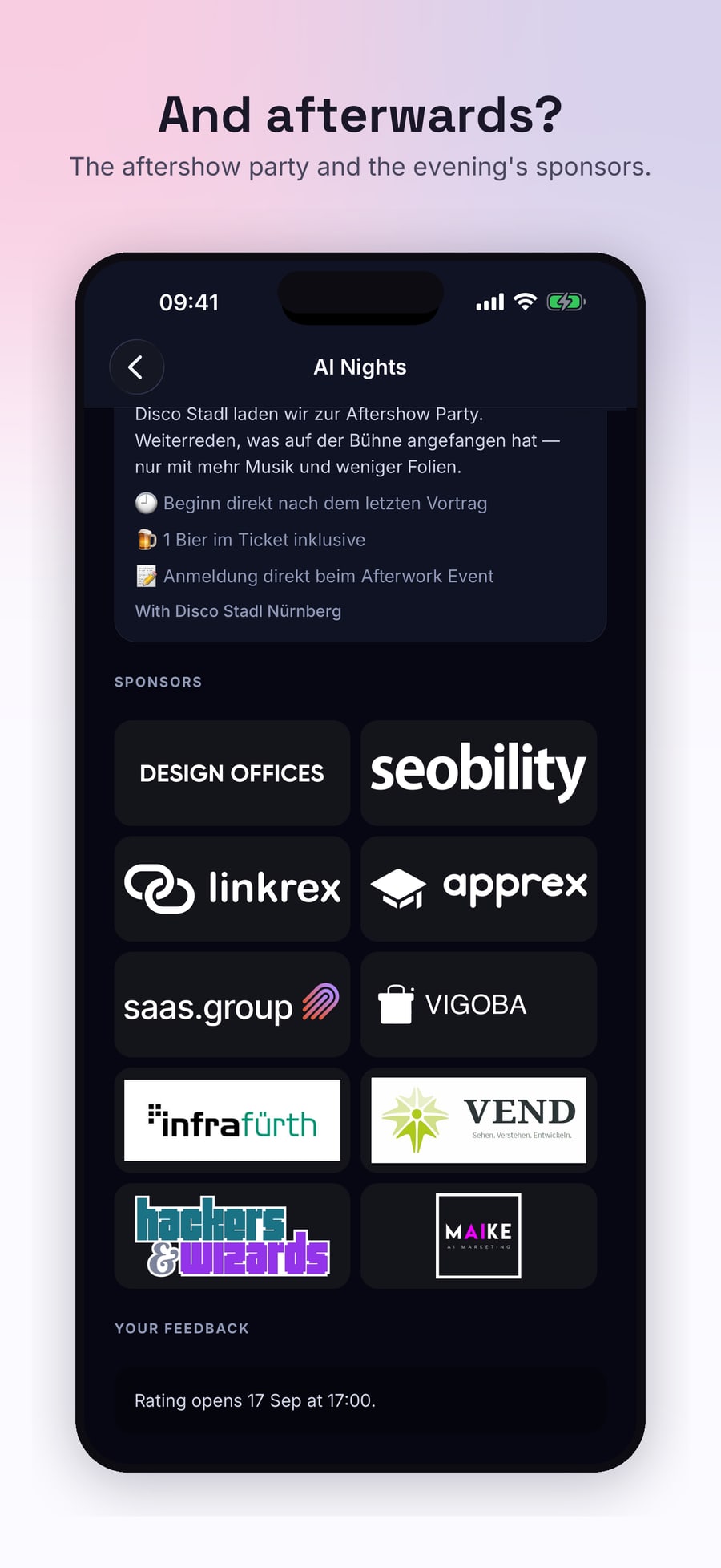 Sponsors and aftershow party